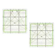 2pcs Patchwork Ruler 15x15cm Acrylic Quilting Ruler with Green Black Grid Lines