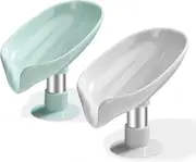 2 Pcs Soap Dish - Suction Cup Soap Dish - Shower Soap Holder - Kitchen Sink Sponge Holder - Soap Dish With Drain - Kitchen Soap Dish Easy Clea