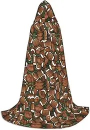 SKKNT Football Green Print Halloween Hooded Cloak Full Length Cape With Hood For Men And Women For Carnival