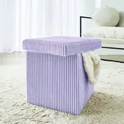 Square Storage Ottoman - Purple