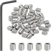 uxcell #8-32x3/16 Internal Hex Socket Set Grub Screws, 50 Pcs 304 Stainless Steel Cup Point Set Screw with Hex Key Wrench for Door Handles Bathroom Fixtures