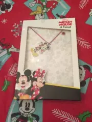 Disney Micky Mouse Bow Pendant 16" + 2" Chain jewelry NWT IN BOX