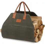Firewood Carrier Waxed Canvas with Handles, Wood Carrier for Firewood, 36x18....