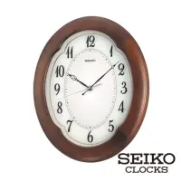 在飛比找momo購物網優惠-【SEIKO 精工】橢圓深褐色木頭掛鐘時鐘 QXA389B(