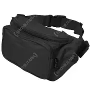 NEW Black Canvas WAIST PACK Regular Size - 3 Pouch Pocket Bum Day Belt Carry Bag