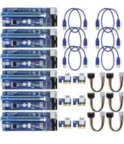 Victony PCI-E 1x to 16x Riser Card USB Extender Cable & SATA Power Adapter 6PK