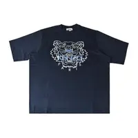 在飛比找momo購物網優惠-【KENZO】KENZO 刺繡LOGO藍虎頭設計純棉寬鬆短袖