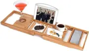 Utoplike Luxury Bamboo Bathtub Caddy and Bathtub Tray with Extending Sides