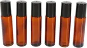 10ml Amber Glass Roll-on Bottles e ial Oil Jar Stainl Steel Roller 2ml Dropper 6Pcs