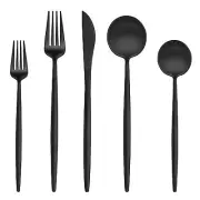 40-Piece Matte Black Silverware Set, Modern Flatware Set for 8, Premium Stain...