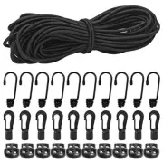 Elastic Bungee Shock Cord Rope with Hooks for Kayak Boat Camping, 3/16" x 65ft