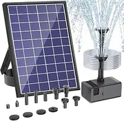 Antfraer Solar Fountain Pump for Bird Bath, Solar Water Pump with Dry-Run Protection & Double-Layer Nozzles, 6.5W Water Fountain for Bird Bath Garden Fish Tank Pond DIY Water Feature
