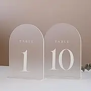 JINMURY Frosted Arch Table Numbers for Wedding Reception, 10 Pack 5x7 Frosted Arch Acrylic Table Signs with Holder Acrylic Table Numbers 1-10, Perfect for Wedding Table Centerpiece Decoration