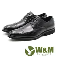 在飛比找PChome24h購物優惠-W&M (男)壓紋紳士綁帶皮鞋-黑(另有咖)