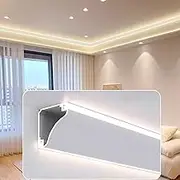 1/6/ 10/ Pack 3.3ft / 6.6ft Led Aluminum Channel, Crown Molding Ceiling Trim Edge Led Strip Diffuser, Baseboard Lighting Led Moulding Slot for Corner(1 Pack,6.6ft/2 Meter)