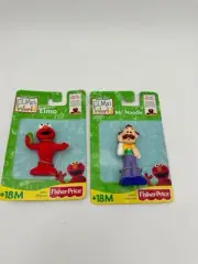 Elmo & Mr Noodle Elmo's World 3" PVC Figure Sesame Street 2000 NEW Vintage Rare