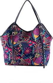 [Liv & Milly] Canvas Tote, Bright Floral Tote Bag, Large Handbag, Slouchy Tote Bag, Shoulder Bag
