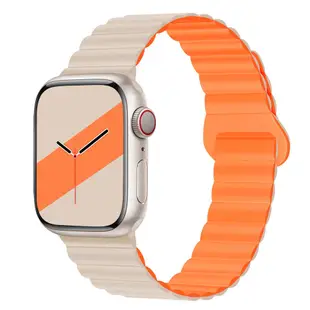 矽膠磁吸 穿扣 apple watch 8 7 6 5 SE 錶帶 45mm 44mm 41mm iPhone 錶帶