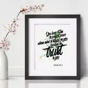 Isaiah 26:3 Bible Inspirational Wall Art Print Motivational Quote Poster Decor