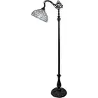 72 Brown Traditional Shaped Floor Lamp With White Peacock Feather Stained Glass