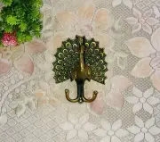 Dancing Peacock Patio Wall Hook Brass Peafowl Design Cloth Wall Hanger Dec CA784