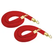 2 Pcs Red Velvet Stanchion Rope Crowd Control Barrier Rope, (Golden, 4 Feet)