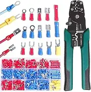 aikoolwer Electrical Connectors Crimper Crimping Tool Insulated Wire Cable Ring Fork Spade Butt Quick Disconnect Crimp Terminals Lugs Male/Female Wire Cable Assortment Kit