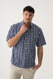 Bisley Short Sleeve Countryman Shirt Nave Blue Check
