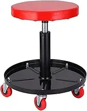HHWRT Work Stool Chair with Storage, Mechanic Stool, Tray Storage Workshop Chair for Auto Repair, Padded Rolling Workshop Stool with Tool Tray, Rolling Pneumatic Creeper Garage/Shop Seat