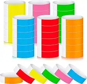 Epakh 600 Counts Paper Wristbands Neon Wrist Bands Waterproof Hand Bands for Events Lightweight Concert Wristbands Neon Colored Adhesive Wristbands for Party(Red, Green, Yellow, Pink, Blue, Orange)