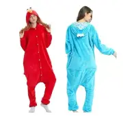 Adult Cookie Monster Elmo Onesie Sesame Street Costume Cosplay Kigurumi Pajamas