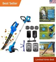 20V Cordless String Trimmer & Edger and Leaf Blower Combo Kit, 12 Inch Weed W...