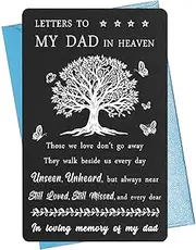 MXRSDF Memorial Gifts for Loss of Father - Letters To My Dad In Heaven - Sympathy Grieving Bereavement Wallet Card