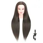 30 Inch 20% Human Hair Mannequin Head with Stand for Hairdresser Dark Brown