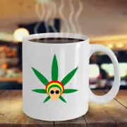WEED coffee mug - Dope reggae hat Rastafarian man flag - Funny ganja 420 gifts