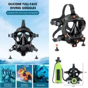 Silicone Full Face Mask Anti-Fog Diving Goggles Underwater Breathing Snorkel Kit