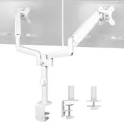 Dual Monitor Arm Mount 17-32in Pneumatic Height Adjust Tilt Swivel Stand, White