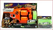 LOT 2 -Nerf ZOMBIE FLIP FURY BLASTER 2 Drums Shoots 12 Darts + 42 Darts NEW