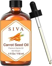 SIVA Carrot Seed Oil 4oz (118ml) Premium Cold-Pressed Carrier Oil With Dropper For Face, Skin Care, Body Massage, Hair Care, Hair Oiling & Scalp Massage