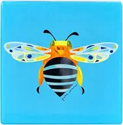 [Maxwell & Williams] Pete Cromer Garden Party Ceramic Square Coaster 9.5cm Blue Banded Bee Set of 6