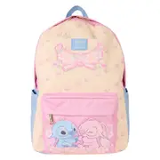 Loungefly Disney Lilo and Stitch Stitch and Angel All Over Print Nylon Full-Size Backpack