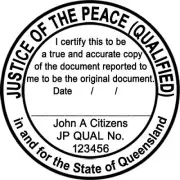 QLD JP JUSTICE OF THE PEACE Queensland Custom Stamp Self Inking Refillabe Large