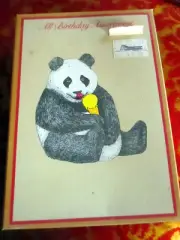 NEW IN Box 14 Vtg 80s Colorful PANDA BEAR BIRTHDAY Cards and Envelopes