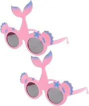 [Beavorty] 2Pcs Tropical Mermaid Eyeglasses for Fun Party Photo Booth Props Durable Party Sunglasses for Birthday Celebrations and Decorations Unique Mermaid Accessories