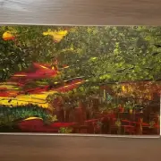 Abstract Painting "2040" Original Acrylic on 24"x37" Canvas Artist Signed