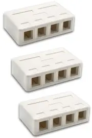 3 Lot 4 Port RJ45 Network Blank Surface Wall Mount Box For Keystone Jack Insert