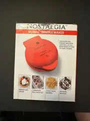 Nostalgia My Mini 5" Waffle Maker NEW IN BOX red fun individual waffles
