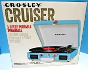CROSLEY CRUISER 3-SPEED PORTABLE TURNTABLE -STEREO SPEAKERS & HEADPHONE JACK NIB