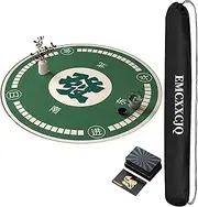 Mahjong Mat Circle Mahjong Table Pad with Storage Bag Poker，Thickened Mute, Anti Slip,for Blackjack, Poker, Bridge, Dice Games(Light Green,90cm)