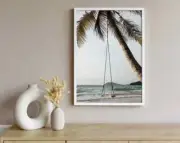 Palm Tree With a Swing On She Seashore Poster Premium Quality Choose your Size